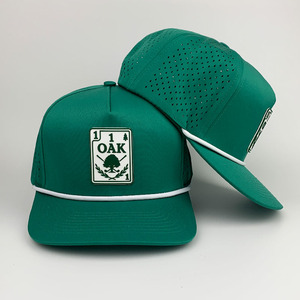 High Quality 5 Panel Rubber PVC Logo Golf <strong>Hat</strong> <strong>Waterproof</strong> Laser Cut Hole Perforated 5 Panel Sport Baseball Caps Rope Custom <strong>Hats</strong> - Product Image 4
