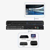 Controlador de Video Wall con Control Remoto y Botones, Modo de Empalme 1X3 2X1, 3840X2160 60Hz 4K HDMI 2.0, 4 Canales, FCC