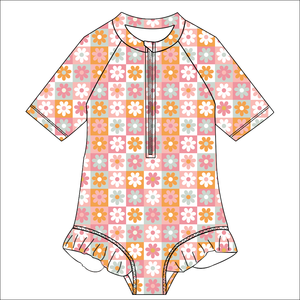 بدلة سباحة للأطفال الرضع والبنات، سريعة الجفاف، بسحاب، قصيرة - Product Image 5