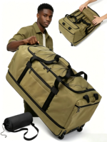Mochila de lona plegable sin marca de 120L al por mayor, mochila con ruedas para fin de semana, almacenamiento de gran capacidad, maleta de viaje impermeable