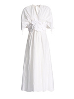 Robe élégante de style français vintage pour femmes, printemps 2026, col en V, décalcomanie tridimensionnelle, taille empire, coton, antistatique