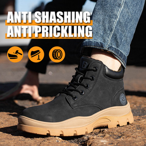 Men's Steel Toe Safety Boots High-Top Work Shoes Anti-Smashing Puncture Resistant Non-Slip Construction Industry Use Khaki - Product Image 2