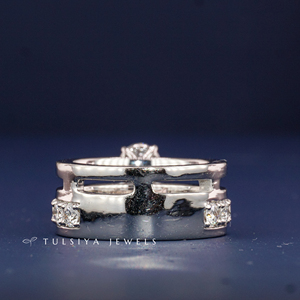 Bague en or blanc 14 carats avec diamant pour femme, luxe, pierre centrale jaune fantaisie, large alliance avec accents de diamants latéraux, bijoux de mariée - Product Image 3