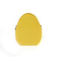 Vente en gros usine : Joli pot de fleurs suspendu en métal jaune durable en forme d'œuf à rayures blanches, pour la maison et le jardin, emballage cadeau