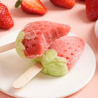 En gros, Glaces 3D en forme de fraise, saveur fruitée douce, goût superposé, en sachet 75g, surgelées, avec logo personnalisé