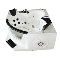 Baignoire thermale à hydromassage en acrylique baignoire à remous intérieure multifonction spa d'angle avec douche pour 3 personnes