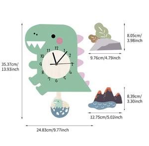 Khủng Long Tự Làm Đồng Hồ Treo Tường Cho Trẻ Em Yên Tĩnh Con Lắc Phong Trào Phim Hoạt Hình Trang Trí Nội Thất Thiết Lập Cho Bé Kid Phòng Nghiên Cứu Vị Trí - Product Image 6