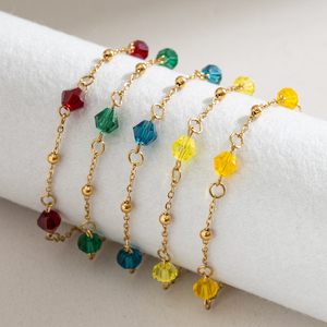 Pulsera de Cristal para Mujer, Chapada en Oro PVD, Impermeable, Hipoalergénica, Elegante, Brillante, con Diseño de Estrella, Joyería de Moda, Regalo - Product Image 1