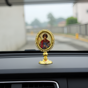 3.35 "जस्ता मिश्र धातु राइनस्टोन और सोने की प्लेटिंग वर्जिन मैरी संतों के साथ कार डैशबोर्ड के लिए बेस - Product Image 5