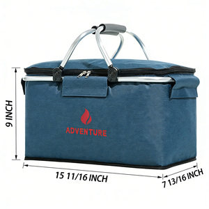 Grand panier de pique-nique pliable, sac isotherme avec cadre métallique pour le camping en plein air et les voyages - Product Image 3