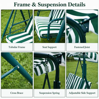 Fauteuil Suspendu de Luxe Personnalisable pour 3 Personnes, Pliant et Amovible avec Auvent, pour Jardin et Cour, Chaise Balançoire Relaxante