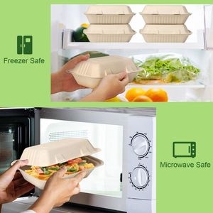Compostable vỏ sò đưa ra thực phẩm container vỏ sò mía dùng một lần bã mía thực phẩm container 9*6 vỏ sò - Product Image 4