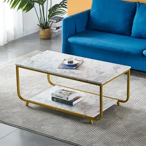 Luxus rechteckiger Cocktail tisch moderner Sofa tisch mit Metall beinen Couch tisch für Wohnzimmer möbel im europäischen Stil