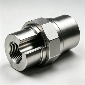 High Tolerance Custom Threaded Coupling Sleeve, CNC Turning Stainless Steel & Brass Connector, Custom <b>Machinery</b> Assembly Fitting - Product Image 2