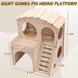 Casa de Madera de Doble Capa para Cobayas con Rampa y Plataforma para Hámsteres - Product Image 3