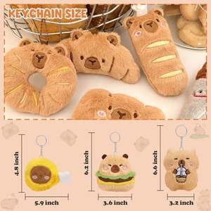 24 stuks pluche sleutelhanger schattig en knuffelig capibara brood toast model pluche sleutelhanger voor meisjes tas accessoires - Product Image 3