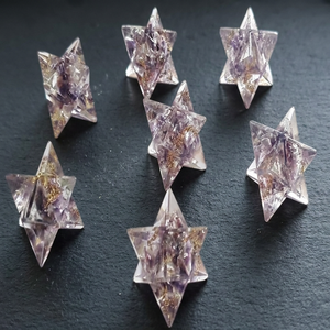 Décoration de bureau en cristal étoile géométrique Merkaba, améthyste, agate, pierre précieuse, artisanat de méditation et de guérison - Product Image 1