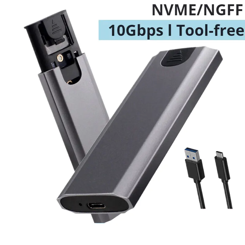 Type-C 2 In 1 Nvme Ssd Casing รองรับทั้ง Nvme + Sata M.2 Nvme Ssd กล่องแบบพกพาภายนอก