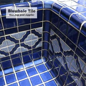 Wholesale Price Swim Pool Accessories Blue Ceramic Glazed Swimming Pool Tile Corner Edge