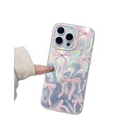 Coque de téléphone pour iPhone 17 Pro Max, motif plume de gazelle IMD rose avec nœud et perles, design créatif pour fille
