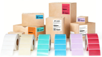 Étiquette de transfert thermique adhésive à chaud personnalisée en couleur 58x40 50x25 60x40 100x150mm, autocollant d'expédition avec code-barres