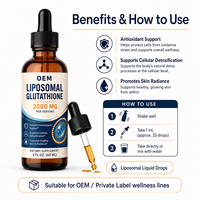 Kundenspezifische Private Label Liposomale Glutathion Flüssige Tropfen 60ml Erwachsenen-Glutathion-Nahrungsergänzungsmittel Vitamin C Leber-Entgiftung Antioxidans
