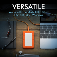 قرص صلب خارجي LaCie Rugged USB C بسعة 5 تيرابايت، 2.5 بوصة، 5400 دورة في الدقيقة، USB 3.2 الجيل الأول، محمول للحاسوب المحمول، جديد STFR5000800، هيكل معدني وبلاستيكي