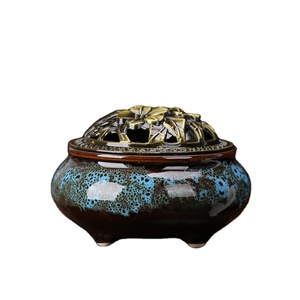 Quemador de incienso agrietado <span class=keywords><strong>con</strong></span> <span class=keywords><strong>hielo</strong></span> colorido, cubierta de estufa de cobre archaize, horno de salud, quemador de incienso, soporte adhesivo - Product Image 1