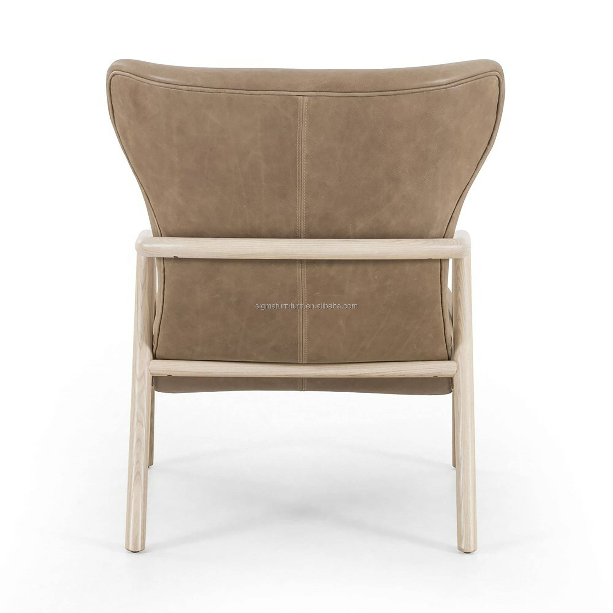 Furniture Accent Style Living Room Wood Frame Leather Armchair Wingback Chair