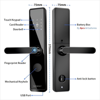 Cerradura Inteligente Digital Enrique Tuya con WiFi, Reconocimiento de Huella Dactilar y Contraseña, Compatibilidad con Puertas de Aleación de Aluminio