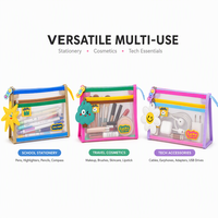 Étui à crayons transparent avec fermeture éclair, pochette à crayons, sac de papeterie, trousse à cosmétiques pour les élèves, vente en gros