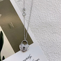 Collier pendentif serrure coeur en or à la mode pour femmes chaîne fermoir Figure 8 polyvalente avec style vintage et zircon incrusté