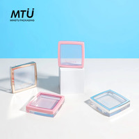 Palette de blush mini carrée à marque privée, étui vide transparent pour blush avec logo personnalisé, conteneur de maquillage en plastique pour blush des joues