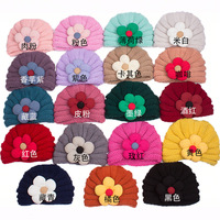 Topi Rajut Jacquard Bunga Hangat Musim Dingin Eropa dan Amerika untuk Bayi Baru Lahir, Multi-warna, Kancing Lucu, Bahan Poliester untuk Anak Perempuan