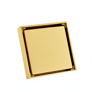 Siphon de sol carré en laiton brossé doré anti-odeur, insert de carrelage invisible pour douche, idéal pour salle de bain, hôtel, cuisine - Product Image 4