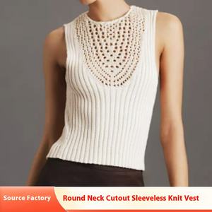 Femmes décontracté Slim Fit été couleur unie <span class=keywords><strong>tricot</strong></span> gilet taille libre <span class=keywords><strong>sans</strong></span> manches Style coréen à la mode <span class=keywords><strong>pull</strong></span> motif décoration - Product Image 6