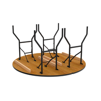 Table pliante demi-cercle en bois à hauteur fixe avec pieds en métal, portable, pour extérieur, empilable, pour hôtels et conférences