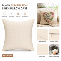 Housses de coussin carrées vierges en lin pour sublimation, taies d'oreiller vierges pour sublimation, vente en gros