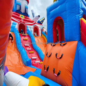 Alquiler de fiestas, puente inflable de aire para niños, Tobogán, carrera de obstáculos inflable, casa de rebote inflable de dinosaurio, carrera de obstáculos - Product Image 4