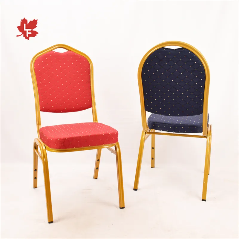 Commercial Gold Vein High Back Metal Frame Party Event Chairs Stacking Fabric Upholstered Hotel Banquet Chairs