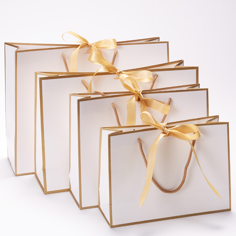 Gold Custom Own Logo Printed Retail Clothing Packaging Paper Bag Shopping Packaging Paper Bag for Clothes