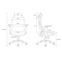Chaise de bureau ergonomique moderne en maille avec soutien lombaire réglable, dossier haut, accoudoirs 3D relevables, base pivotante à mémoire de forme