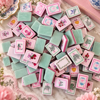 Set Permainan Mahjong Akrilik Vintage Bermotif Botani 160 Ubin untuk Pesta Teh Anak Perempuan, Tersedia