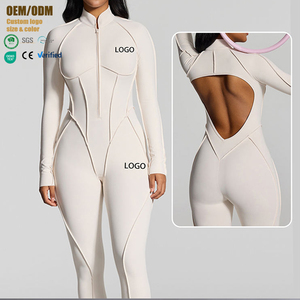<span class=keywords><strong>Tuta</strong></span> <span class=keywords><strong>Intera</strong></span> da Donna per Palestra e Fitness, Sexy, Aderente, Alla Moda, di Alta Qualità, a Maniche Lunghe con Cerniera, Tinta Unita - Product Image 1
