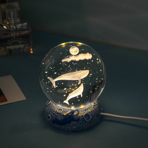Lampe d'ambiance Star Ocean 3D avec coquille de méduse gravée, boule de cristal, veilleuse lumineuse, ornement de bureau, cadeau pour étudiant - Product Image 2