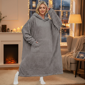 PJGGZ <strong>Snuggy</strong> Hooded <strong>Blanket</strong> for Adults Wearable Hoodie for Women &amp; Men 100% Polyester Warm Cozy with Giant Pocket - Product Image 5