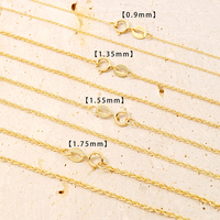 Chaîne de collier en gros, maillons en O de 0,9 mm, 1,35 mm, 1,55 mm, 1,75 mm, 18 pouces, avec fermoir à ressort, en or véritable 14 carats AU585