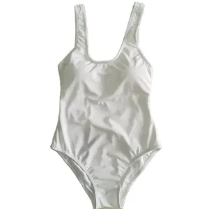 小最小起订量定制徽标自有品牌纯白色可拆卸胸罩衬垫妇女一件式性感低背比基尼Monokini泳装