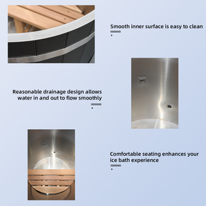 <span class=keywords><strong>Vasca</strong></span> per Terapia con Acqua Fredda, Bagno di Ghiaccio per 2 Persone, Rotonda <span class=keywords><strong>in</strong></span> Legno con Rivestimento <span class=keywords><strong>in</strong></span> Acciaio Inox e Sistema di Raffreddamento - Product Image 5