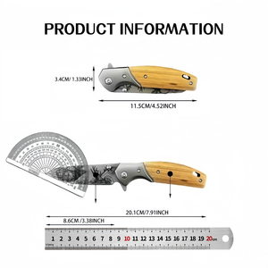 Cuchillo de Bolsillo Táctico de Supervivencia para Campamento y Aire Libre, con Hoja con Patrón de Alce Impreso en 3D y Mango de Madera de Olivo, Personalizado Hot <span class=keywords><strong>Sela</strong></span> - Product Image 2
